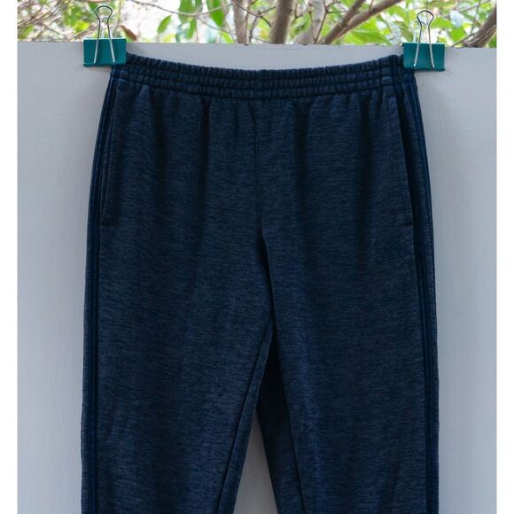 Adidas Youth Unisex Jogger Track Pants Navy Heather 3 Stripe Size L - Picture 2 of 6